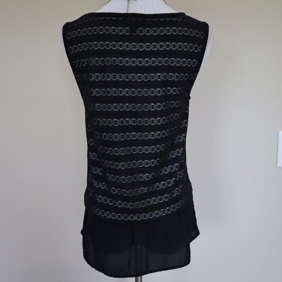 THE LIMITED Size Small Black Lace Style Stripe Sleeveless Blouse Career Office - Picture 8 of 9